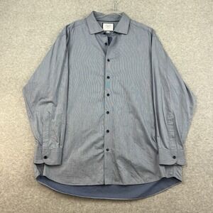 Charles Tyrwhitt Shirt Men 18 35 Classic Fit Button Up Paisley Flip Cuff Gray XX